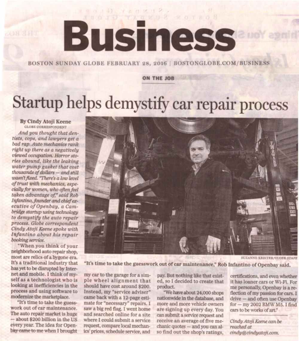 Boston Globe Interviews Openbay’s Founder & CEO, Rob Infantino