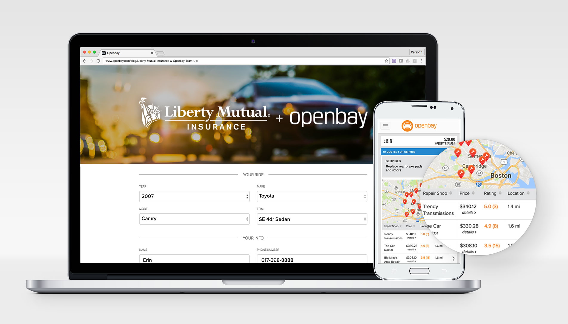 Liberty Mutual Insurance & Openbay Team Up Screenshot